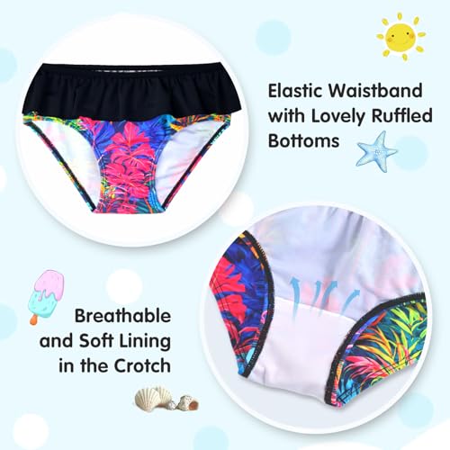 Image of Girls Rash Guard Swimsuit Long Sleeve Tankini Sets Two Pieces Bathing Suit Swimwear UPF 50+ Sun Protection