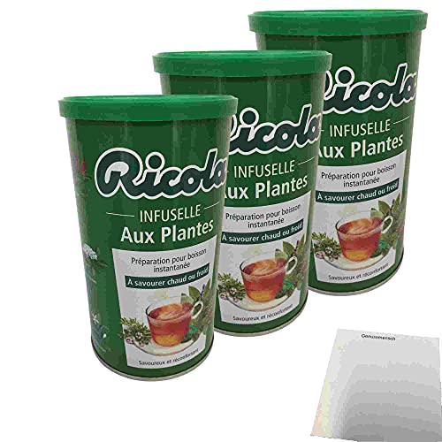 Ricola Infuselle infusão de ervas, mistura de bebidas instantâneas, embalagem de 3 unidades (3 latas de 200 g) + usy Block