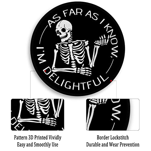 Image of Skeleton Skull Round Mouse Pad 8.6 x 8.6 Inch, Cute Funny Mousepad for Laptop Gaming Women, with Stitched Edge Non-Slip Rubber Base, Home Office Decor Desk Accessories