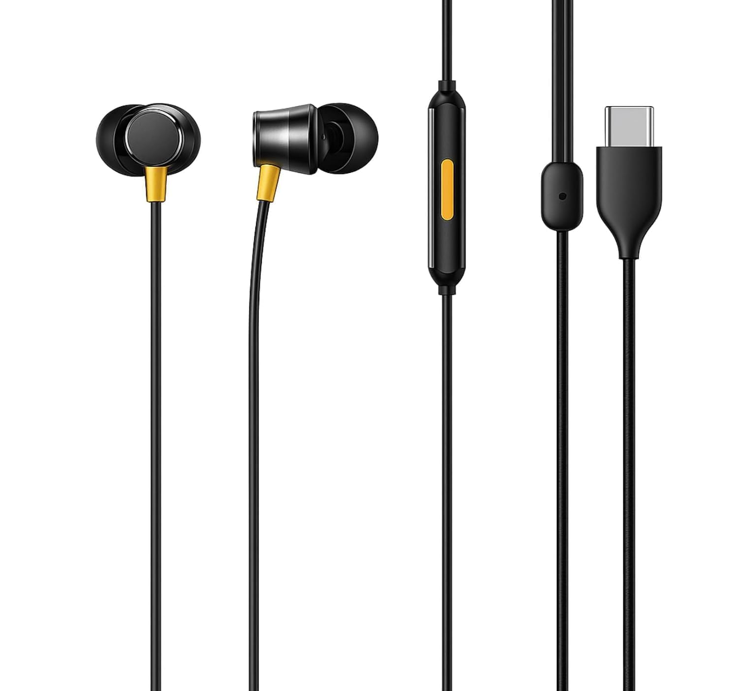 Original USB-C Earphones Compatible with Realme in-Ear Wired Headset with Mic, Lightweight and Tangle-Free Cable (Black) D593W-picture-54
