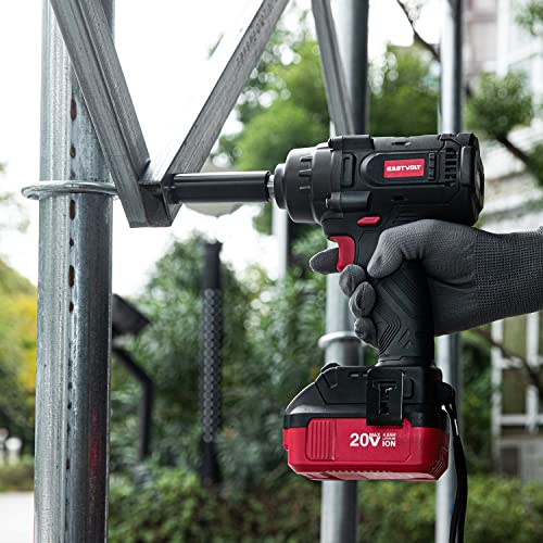 Eastvolt 20V Cordless Impact Wrench Set for Car and Home - 370 Ft-lbs Torque, Brushless Motor, 4.0Ah Battery, Fast Charger, Sockets, and Storage Box