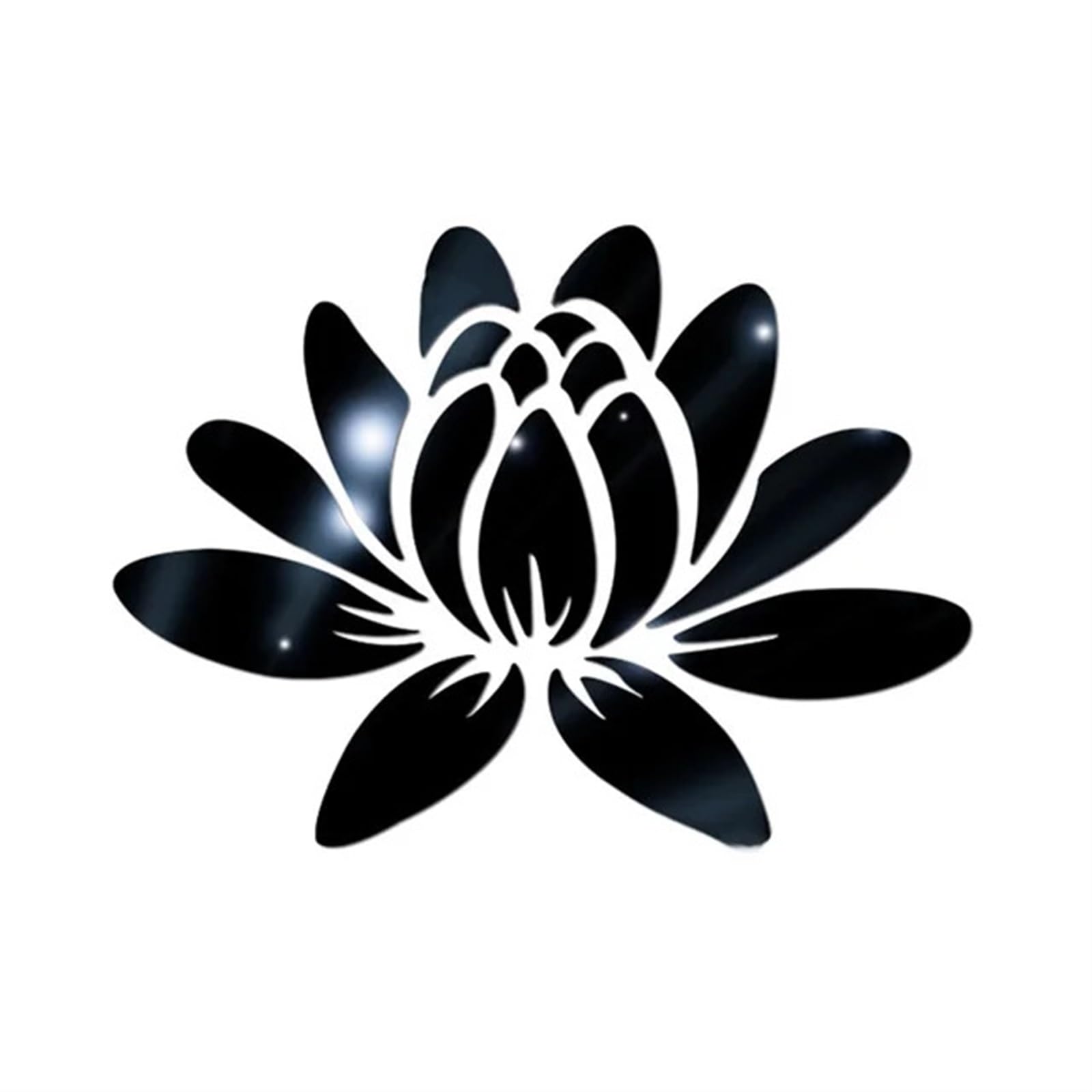 3set 3D DIY Lotus Flower Mirror Wall Sticker Removable Art Mural Decal Stickers for Living Room Bedroom Home Decorations for Bathroom(Black)