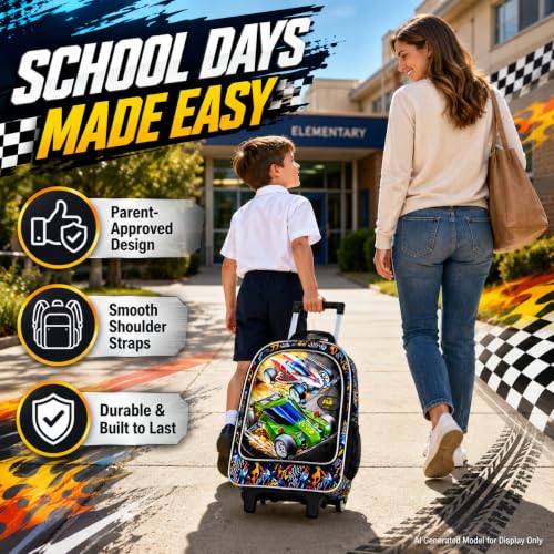 Image of CCJPX Rolling Backpack for Boys, Kids Roller School Bag with Wheels Toddler Wheeled Bookbag Elementary