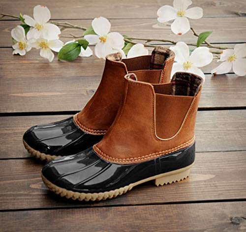 Kathemoi Womens Duck Boots Slip On Ankle Boots Waterproof Booties Mid Calf Snow Rain Boots #TOP2