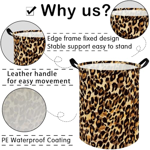 Image of Kids Laundry Basket,Leopard pattern hamper,Nursery Hampers,Waterproof folding Storage Bin with handle,Clothes Organizer Baskets,kid Room Decor(Leopard pattern)