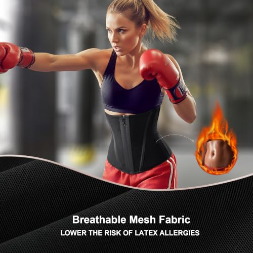Image of SHAPERX Waist Trainer for Women Corset Shapewear Tummy Control Sport Workout Waist Cincher Body Shaper Zipper and Hooks