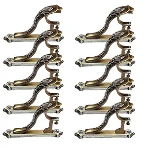 GLOXY ENTERPRISE Brass Curtain Brackets Supports Holder for Door Window in Antique Vintage Design-(5 Pair)