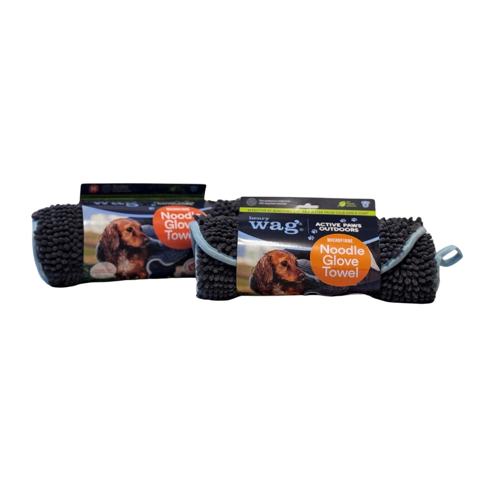 Henry Wag Pet Noodle Glove Towels (2-Pack) | Soft & Highly Absorbent Microfibre, Quick Drying for Muddy Pets | GRS Recycled Polyester (80cm x 35cm) | Designed for Dogs — image 1