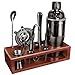 Cocktail Shaker Set Bartender Kit with Stand Black 24 OZ for Tequila Whiskey, Bar Kit Drink Mixer Shaker Set Including Martini Shaker, Mojito Muddler, Jigger, Mixing Spoon, Hawthorne strainer