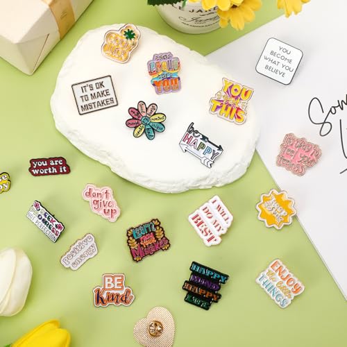 Image of SANNIX 60 Pack Motivational Enamel Pins for Backpack Hats Inspirational Lapel Pins Brooches for Backpack Hat Jewelry Accessories Inspirational Gifts for Men Women
