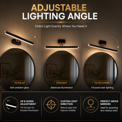 Image of Halonix Signia 6W 3-in-1 Color Changing Mirror Light /Picture Light | Adjustable Color (Warm White, Natural White & Cool White) | Vanity Light | Decorative Mirror Light for Bathroom, Dressing Area |