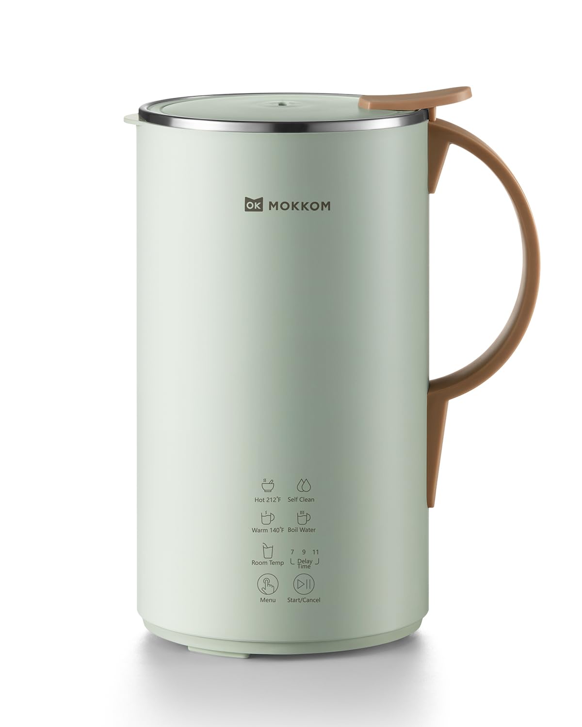 MOKKOM Automatic Nut Milk Maker, 20 oz Soy Milk Maker, Homemade Almond, Oat, Coconut, Soy, Plant-Based Milk and Dairy Free Beverages, Almond Milk Maker with Delay Start/Boild Water/Self Clean - Green