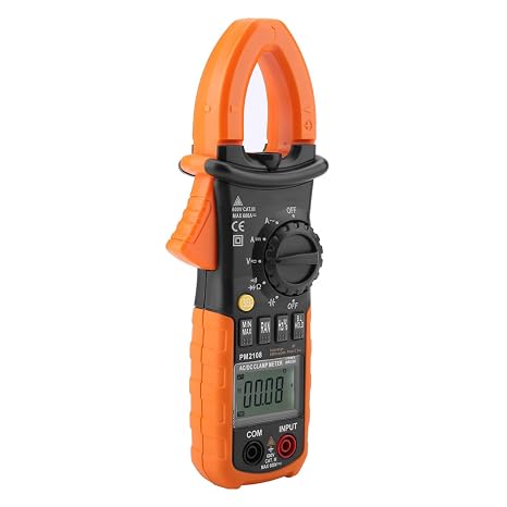 Digital Clamp Meter, Multimeter PM2108 Portable Digital 6600 Counts AC/DC Clamp Meter Current Voltage Teste, in-Circuit Continuity Test, LED Backlight
