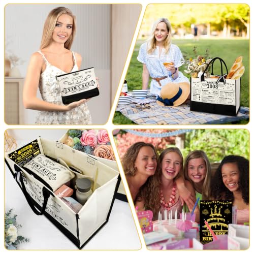 Image of 18th Birthday Gift for Her-Vintage 2008 Canvas Tote Bag,Makeup Bag,Poster