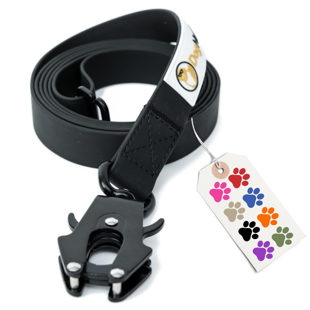 SimpLEash by DogNerd - Correa táctica para perros de raza mediana/grande de 6 pies, correa de nailon recubierta de PVC resistente con clip de rana de liberación rápida, asa integrada de clip en G