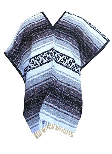Del Mex Youth Child Classic Mexican Blanket Poncho Pancho Costume (Gray)