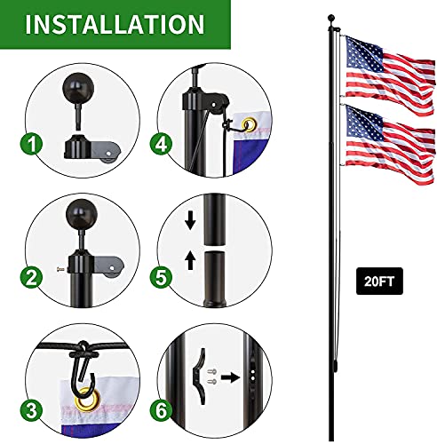 Ffily WZ-BK-TJ-20 14 Gauge Flag Pole For Outside In Ground thumb #3