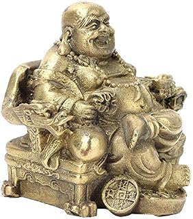Hztyyier Pure Brass Buddha Statue Happy Laughing Maitreya Figurine Collectible Figurine Home Decor Gift