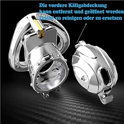 Cinturón de castidad de acero inoxidable Jaula de pene de metal Anillo de pene que se puede abrir con dos tapas de jaula extraíbles Anillo de testículo de castidad Jaula de castidad(Durchmesser: 38 mm