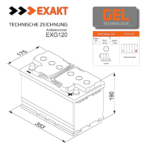 Versorgungsbatterie Exakt Gel Batterie 12V 120Ah für Wohnmobil und Boot