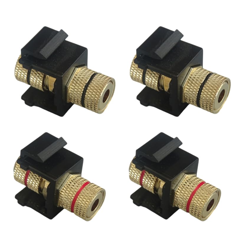 Banana jack binding trapezoidal plug, with black and red circular screw type (4 pieces), audio mother speaker to mother speaker trapezoidal black plastic, 2 pairs