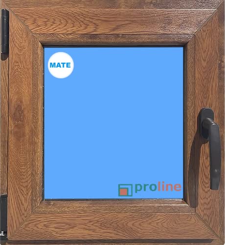 (V87M) VENTANA PVC 500x600 ROBLE DORADO OSCILOBATIENTE IZQUIERDA VIDRIO MATE CLIMALIT