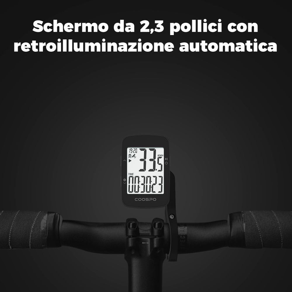 COOSPO Ciclocomputer GPS Senza Fili con Display 2.3" IP67 Impermeabile