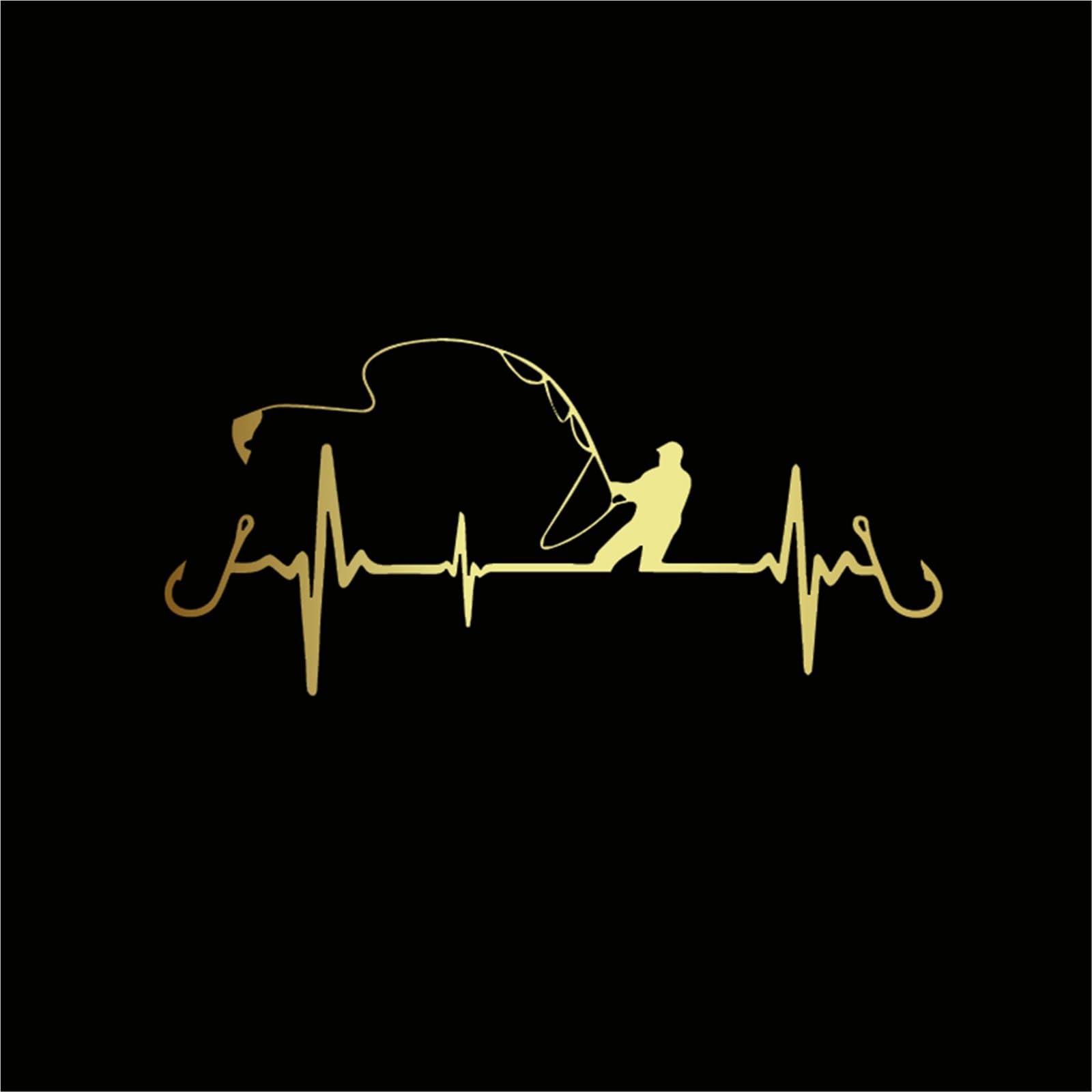 HAfgDJ Car Sticker Heartbeat Fishing Styling Funny Decorative Decal Motorcycle 16.7CM*7.7CM