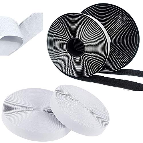 Log-Cabin - Tiras de velcro autoadhesivas (10 m), color blanco y negro