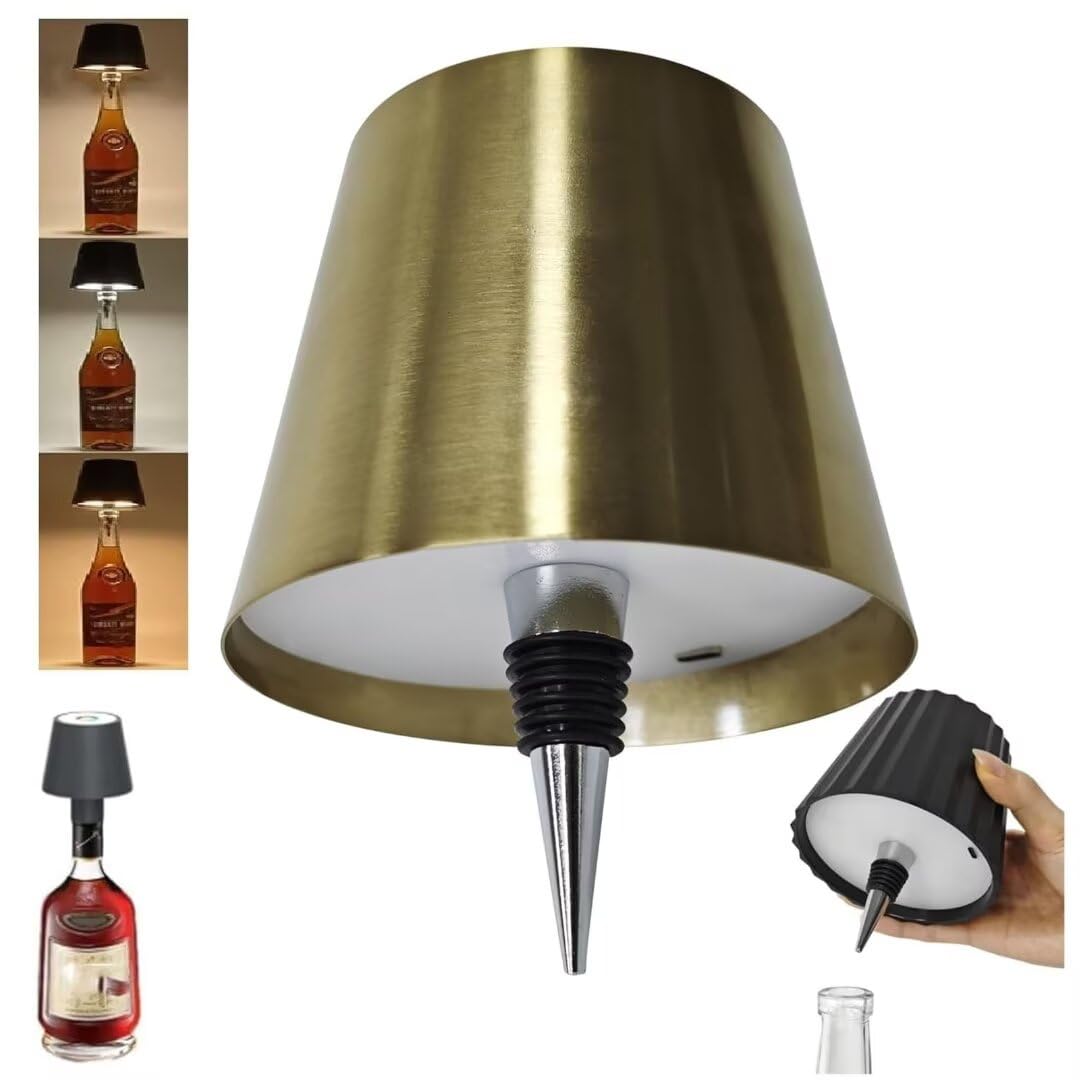 Pridola Wireless Bottle Lamp, LED Wine Bottle Lamp, RGB/3 Color Stepless Dimming Pridola Bottle Lamp, Touch Control Wireless Bottle Lampshade, Rechargeable Wine Bottle Lights for Bars Restaurants