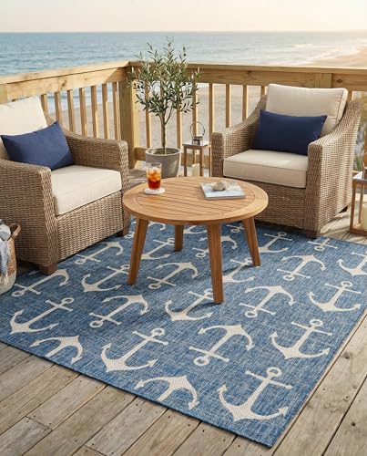 Tapete Outdoor Coastal 8 Ft Azul Lavable miniatura 3