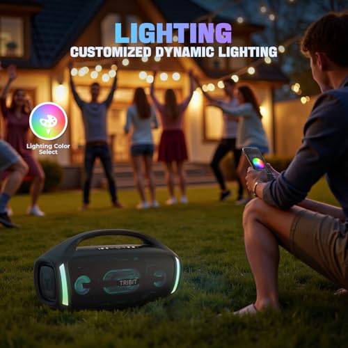 Image of TRIBIT StormBox Blast 2 Bluetooth Speaker, 200W Portable Speaker with Subwoofer, XBass, LED Lights, Bt v5.4, IP67, Custom EQ, 30H Playtime, Karaoke Function - Perfect for Outdoor Party /Garden /Beach