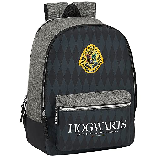 Safta Mochila Escolar de Harry Potter Hogwarts Adaptable a Carro, 320x140x430 mm, Negro/Gris