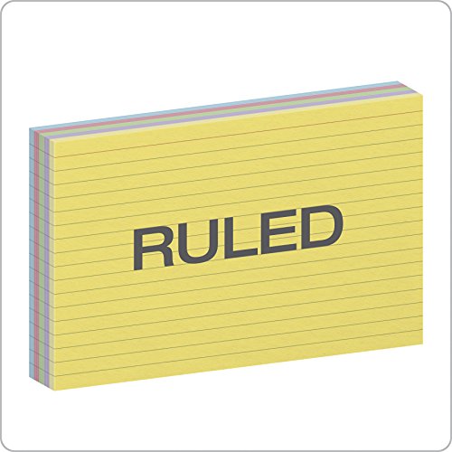 Oxford Index Cards, Assorted Colors, 5" X 8", Ruled, 100-Pack (35810) #TOP1