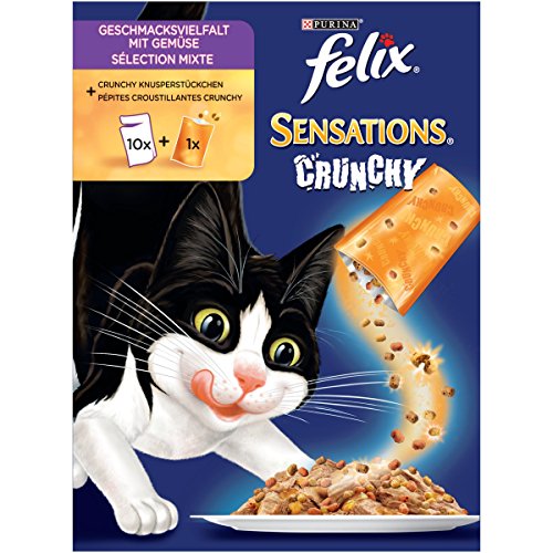 Felix Katzennassfutter Crunchy Crumbles mit Gemüse 10 x 100 g Plus 40 g, 6er Pack (6 x 1.04 kg)