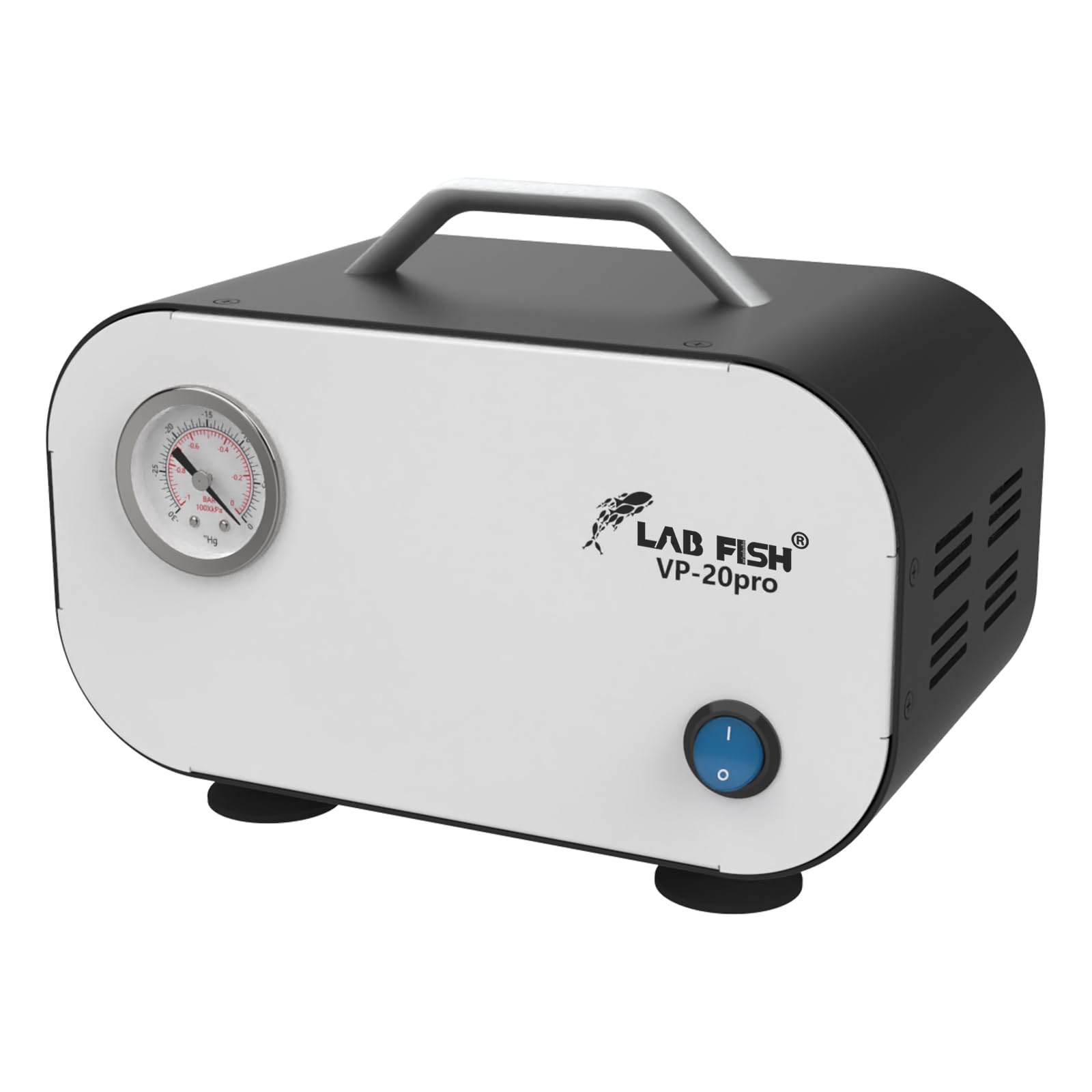 LAB FISH Pompe à vide à pression réglable 20 L/min Portable Sans huile À membrane Filtration Laboratoire sous vide Avec tube en caoutchouc Pression positive, 110V-220 V