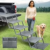 Wide Dog Ramp for Car, SUV & Truck, Portable Pet Stairs with Non-Slip and Easy-Clean Surface, Extra Large Dog Step with Adjustable Size, Supports up to 250 lbs.