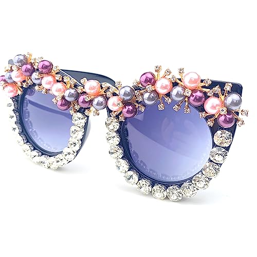 Oversized Vintage Pearl Cat Eye Sunglasses for Women Bling Crystal Rhinestone Sunglasses Cute Ladies Party Glasses3