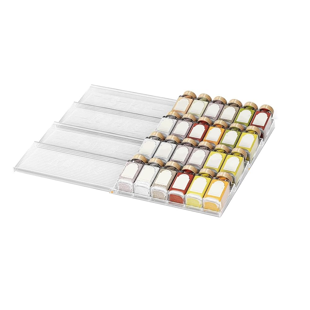 CTRLZS Expandable Spice Drawer Organizer Drawer Organizer Adjustable Clear Acrylic Spice Rack 1 Set