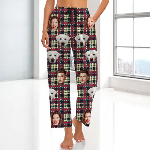 Custom Pajama Bottoms,Personalized Face Men Women Photo Sleepwear Pants,Customized Pj Trousers Lounge Gifts for Him Her3