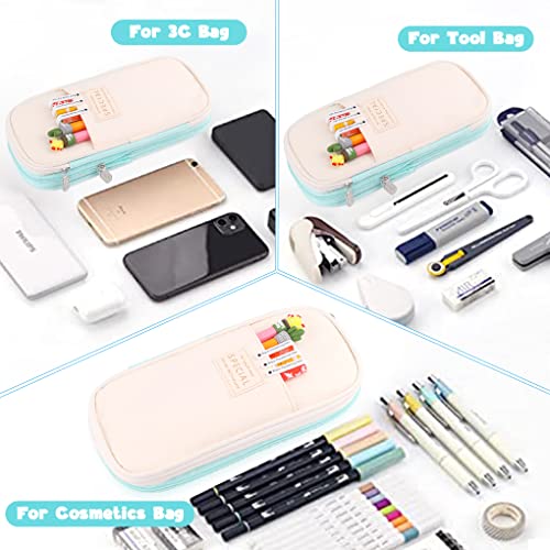 Image of Oyachic Big Capacity Pencil Case Telescopic Pencil Pouch Zipper Pen Bag Canvas Markers Organization Makeup Bag Box Pencil Holder Office Supplies