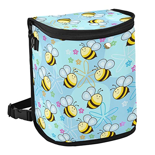 Wudan Bote de basura pequeño con tapa para automóvil, diseño de abejas, accesorios a prueba de fugas, organizadores de coche y almacenamiento para decoración de asiento interior de camión