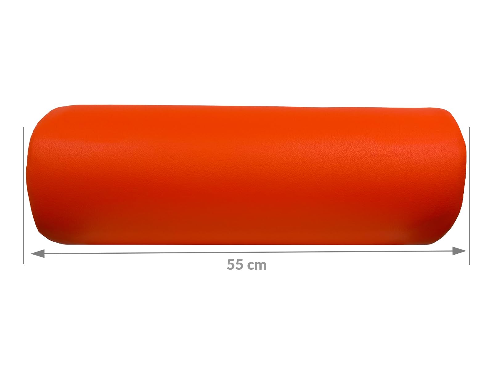 QUIRUMED Cojín Rodillo, 55 x 20 cm, color Naranja, Polipiel, Ergonómico, Relleno de espuma, para Yoga, para Fitness, para Masaje