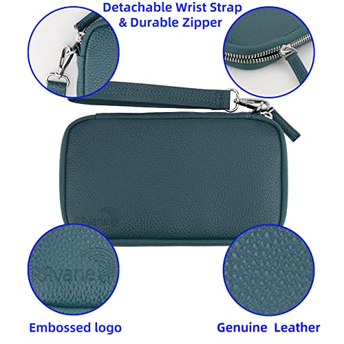 Genuine Leather Travel Wallet Lightweight Zipped Family Passport Holder with Detachable Wrist Strap for Women and Men2