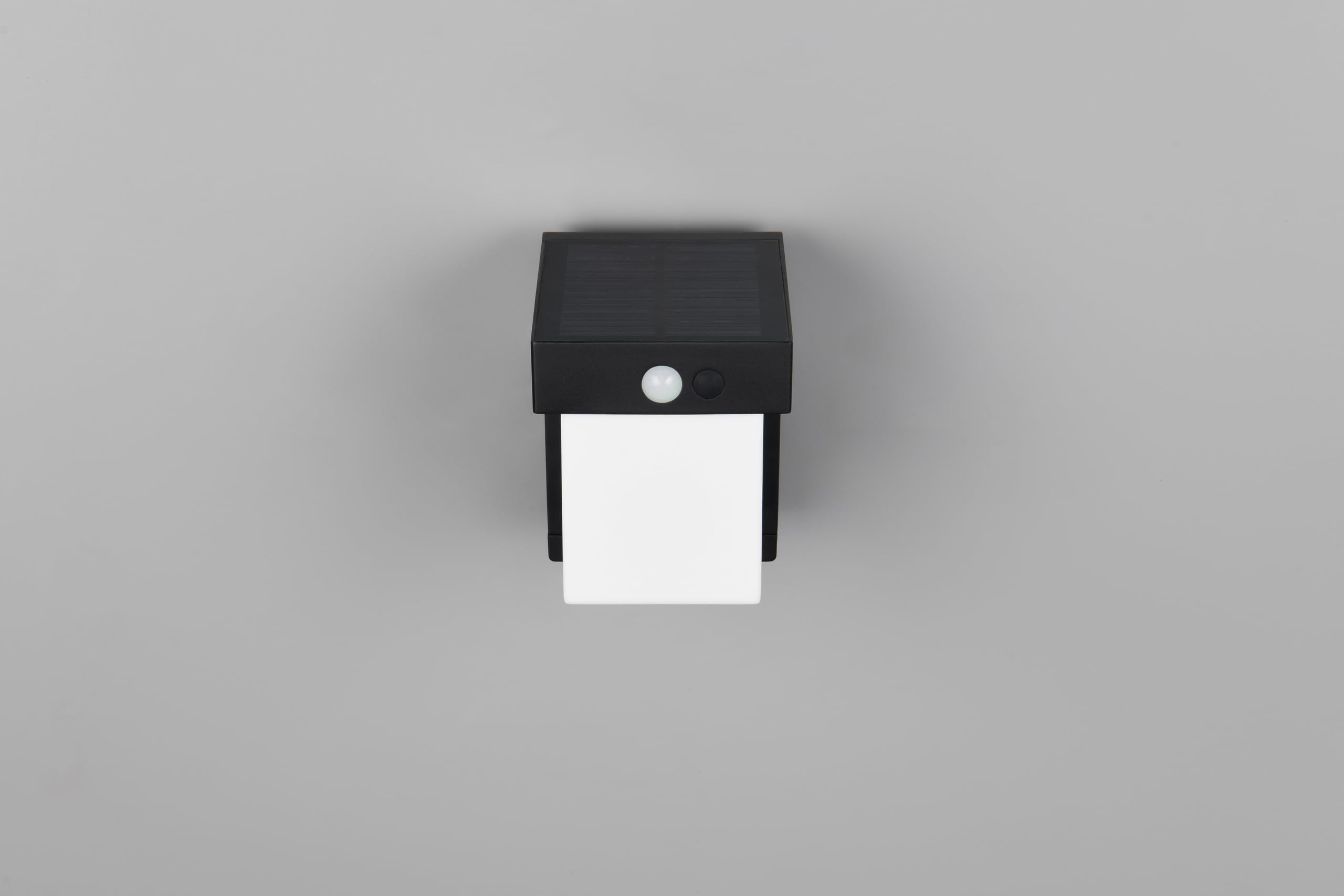 Reality Leuchten LED Hybrid Solar Außen Wandleuchte Colombo R23286132, Metall Schwarz matt, Schirm Kunststoff Weiß, inkl. 5.5 Watt LED, Bewegungssensor, Dämmerungssensor, Orientierungslicht |