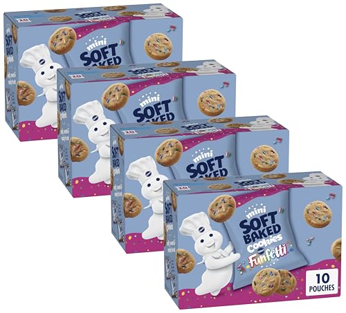 Pillsbury Mini Soft Baked Cookies, Funfetti, Snack Bags, 10 Ct, 10 Oz (Pack Of 4)