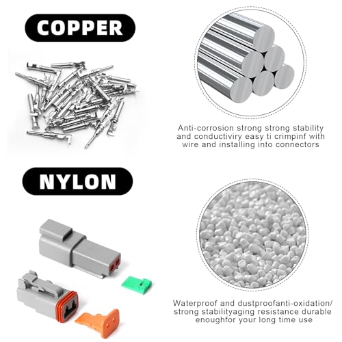 Deutscher Stecker KFZ 2 Polig,10er Set DT-Stecker-Set,Wasserdichter Elektrischer Steckverbinder,22-18AWG Kabel Steckverbinder Stecker für Auto, Motorräder, LKW, Boots
