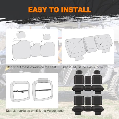 Image of BORDAN UTV Seat Cover for Can Am Defender MAX 2018-2024 /MAX DPS 2017-2024, Heavy Duty 1680D Waterproof Full Protection Outdoor Seat Cover Set(14 PCS)