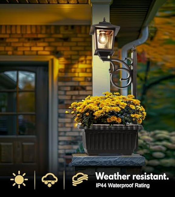 2 in 1 Outdoor Flower Pots for Real or Fake Flowers, Solar Lamp Post Lights - Wall Mount or Freestanding, Waterproof Decorative Lamp for Lawn, Patio, Front/Back Door