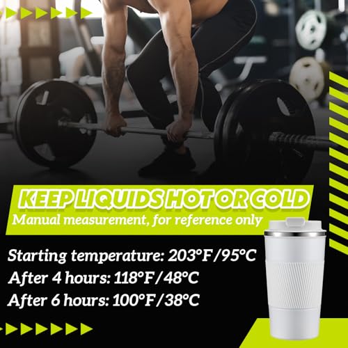 Image of Maxdot 2 Pcs 17 oz Stainless Steel Shaker Cup with Mixing Ball Insulated Metal Blender Tumbler Water Bottle for Protein Mixes Shakes Gym Workout Coffee Drink (White)